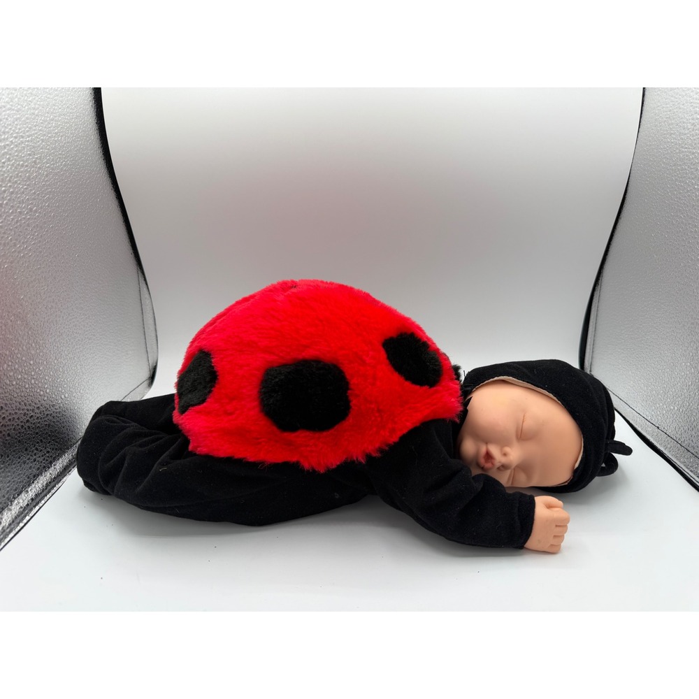 Anne Geddes Ladybug Baby Doll 1998 Unimax Red Black Plush Collectible 14 Inch